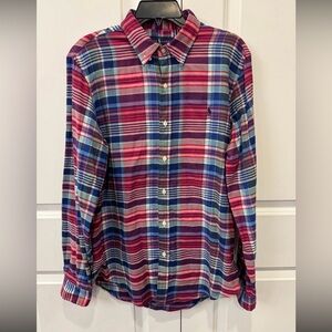 Ralph Lauren Slim Fit Performance Flannel Shirt Mens Large Pink Blue Plaid